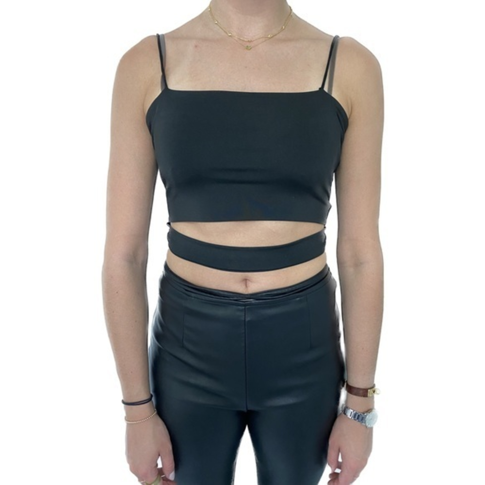 📞 black cropped‎ tank top 📞